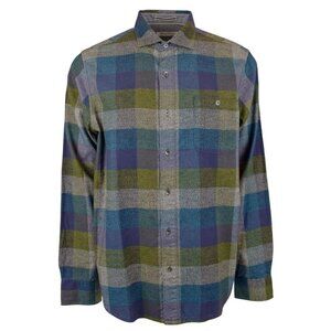 Tommy Bahama Mens Small Canyon Beach Bonfire Check Flannel Shirt Burnt Olive